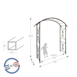 Arche tube CAR20 pont fer vieilli - 180x50x220 cm - Acier époxy - Louis Moulin