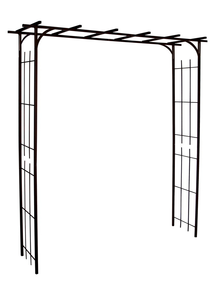 Arche de jardin pergola en fer vieilli tubes carrés grand modèle + 4 supports poteaux à enfoncer - vue 2
