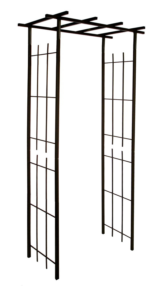 Arche de jardin pergola en fer vieilli tubes carrés petit modèle + 4 supports poteaux à enfoncer - vue 2