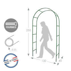 Arche tube ROND20 classique fer vieilli - 130x40x250 cm - Acier époxy - Louis Moulin