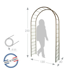 Arche tube ROND20 treillage fer vieilli - 130x40x250 cm - Acier époxy - Louis Moulin