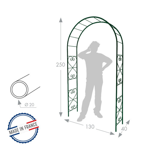 Arche tube ROND20 romantique fer vieilli - 130x40x250 cm - Acier époxy - Louis Moulin