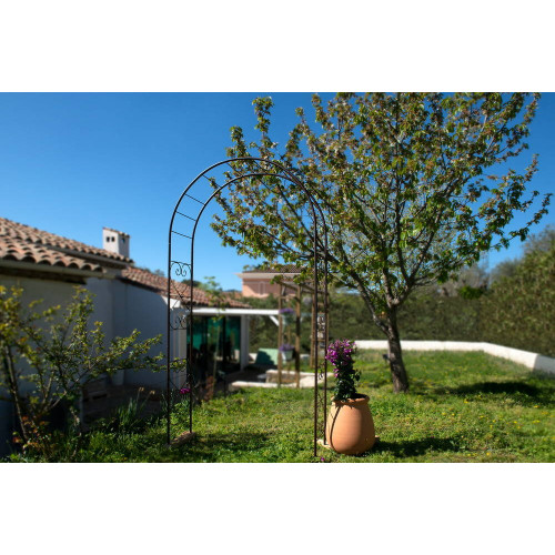 Arche tube ROND20 romantique fer vieilli - 130x40x250 cm - Acier époxy - Louis Moulin