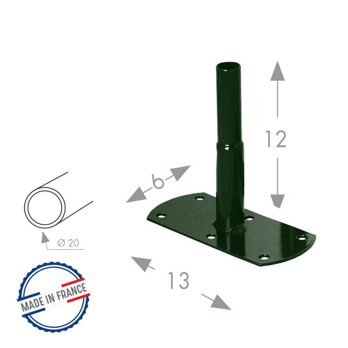 Pack 4 pieds tube ROND20 à visser vert sapin - 13x6x12 cm - Acier époxy - Louis Moulin