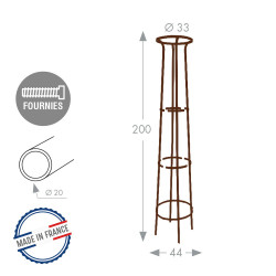 Tuteur colonne fer vieilli - 44x200 cm - Acier époxy - Louis Moulin