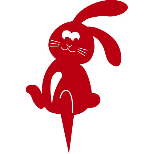 Figurine à piquer lapin rouge - 21x18 cm - Acier époxy - Louis Moulin