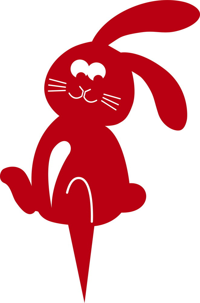 Figurine à piquer lapin rouge - 21x18 cm - Acier époxy