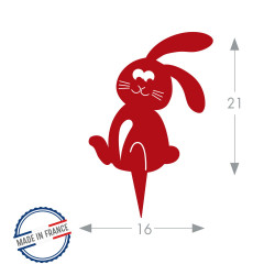 Figurine à piquer lapin rouge - 21x18 cm - Acier époxy - Louis Moulin
