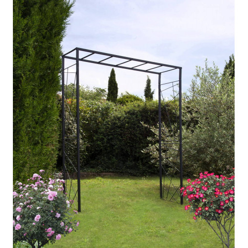 Pergola tube CAR25 mandala anthracite - 155x50x198 cm - Acier époxy - Louis Moulin