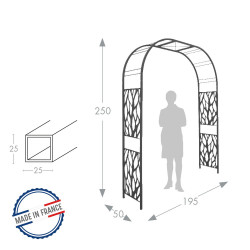 Arche premium tube CAR25 végétal anthracite - 195x50x250 cm - Acier époxy - Louis Moulin