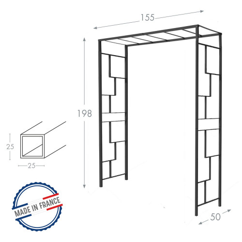 Pergola tube CAR25 Linéale anthracite - 155x50x198 cm - Acier époxy - Louis Moulin