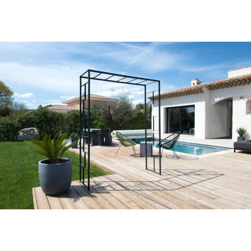 Pergola tube CAR25 Linéale anthracite - 155x50x198 cm - Acier époxy - Louis Moulin