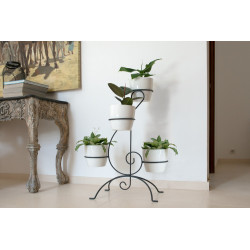 Porte plantes clé de sol anthracite H. 80 pour pot 20 cm - Acier époxy - Louis Moulin