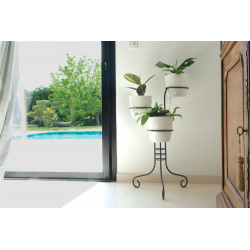 Porte plantes anneaux 3 pots anthracite H. 76 pour pot 20 cm - Acier époxy - Louis Moulin