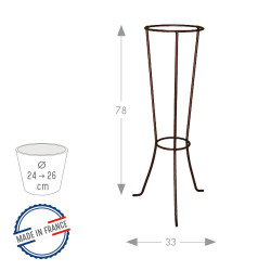 Colonne fer vieilli H. 78 pour pot 24-26 cm - Acier époxy - Louis Moulin