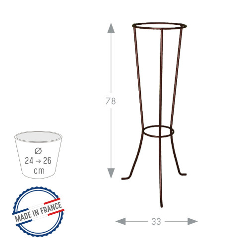 Colonne fer vieilli H. 78 pour pot 24-26 cm - Acier époxy - Louis Moulin