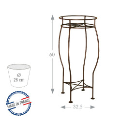 Sellette ronde fer vieilli H. 60 pour pot 26 cm - Acier époxy - Louis Moulin