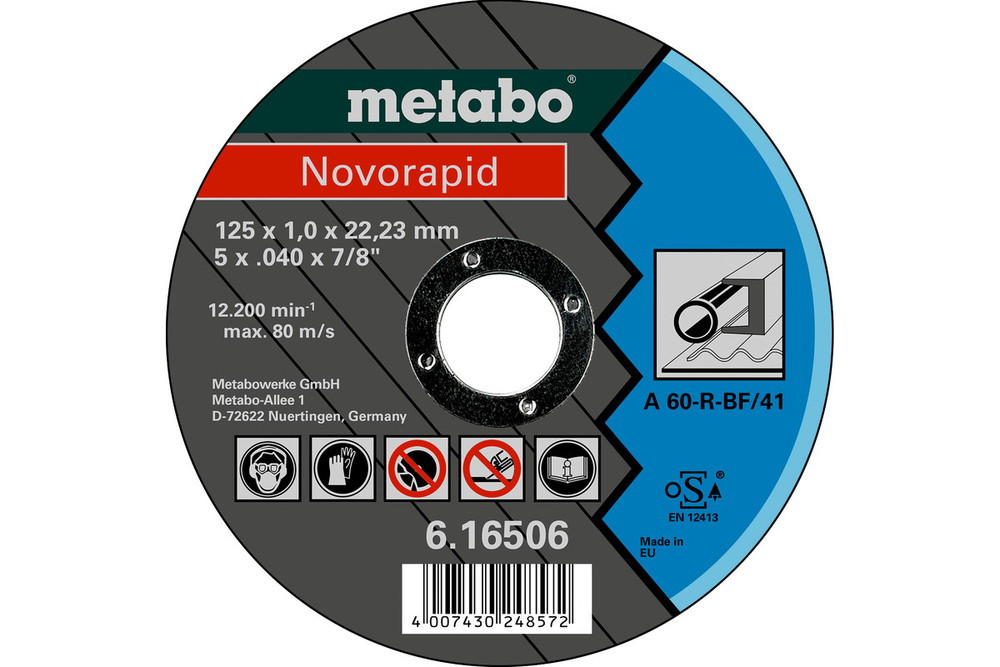 Metabo Meules de tronçonnage Novorapid 125x1 0x22 23 acier