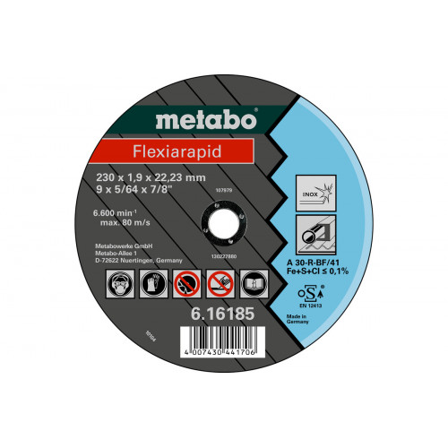 Meules de tronçonnage Flexiarapid 115x1,6x22,2 acier inoxydable - Metabo