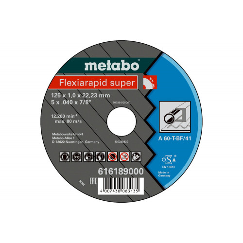 Meules de tronçonnage Flexiamant super 125x1,0x22,2 acier - Metabo