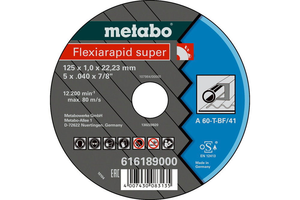 Metabo Meules de tronçonnage Flexiamant super 125x1 0x22 2 acier