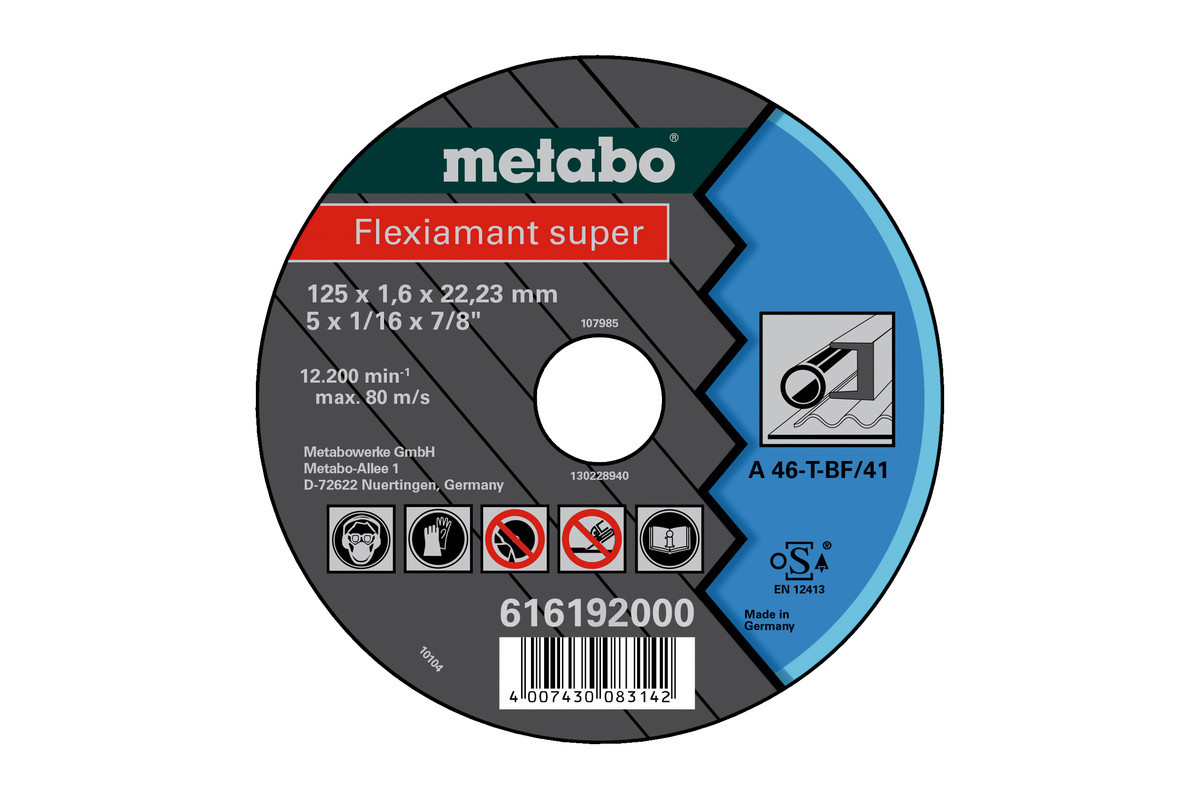 Metabo Meules de tronçonnage Flexiamant super 125x1 6x22 2 acier