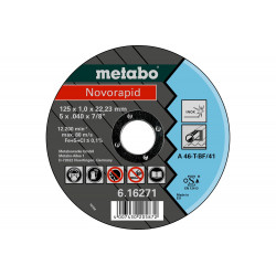 Meules de tronçonnage Novorapid 125x1,0x22,23 Inox de marque Metabo, référence: B7624000