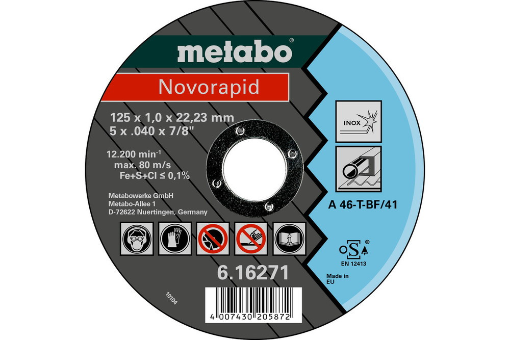 Disque à tronçonner Metabo NOVORAPID 616271000 125 mm 22.23 mm 1 pc