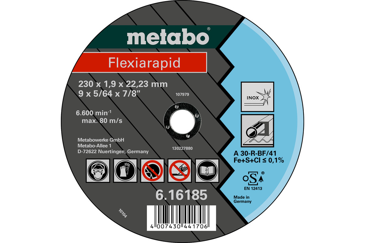 Metabo Meules de tronçonnage Flexiarapid 150x1 6x22 2 acier inoxydable - vue 2