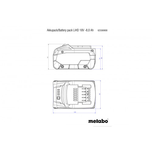 Bloc batterie LiHD 18 V - 8.0 Ah - Metabo