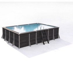 Piscine POTRBAIL hors sol rectangulaire 17m² - composite PVC/Chanvre - Structure Acier - Justaposé