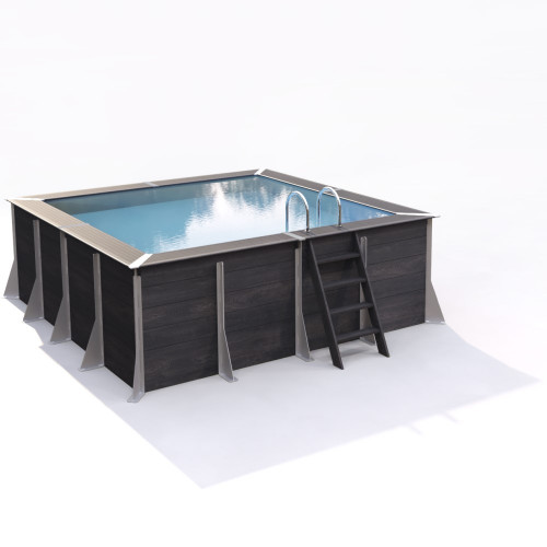 Piscine MILLY hors sol carré 10m² - composite PVC/Chanvre - Structure Acier - Justaposé