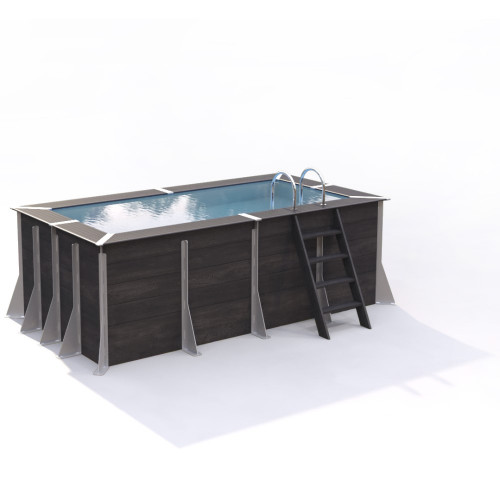 Piscine BREHAL hors sol rectangulaire 5m² - composite PVC/Chanvre - Structure Acier - Justaposé