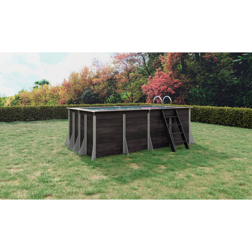 Piscine BREHAL hors sol rectangulaire 5m² - composite PVC/Chanvre - Structure Acier - Justaposé