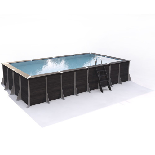 Piscine BARFLEUR hors sol rectangulaire 20m² - composite PVC/Chanvre - Structure Acier - Justaposé