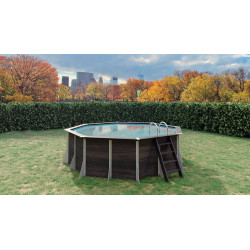 Piscine TATIHOU hors sol octogonale 14,5m² - composite PVC/Chanvre - Structure Acier - Justaposé