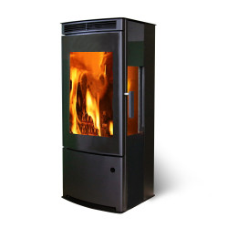 Poêle à bois ANAYA TRI VISION acier - vertical - 9kW - 45,8 x 105,5 x 43,8 cm de marque Supra, référence: B7688700