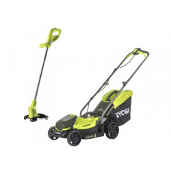 Pack tondeuse 33cm + coupe bordure sans fil 18 V 4Ah One+ de marque RYOBI, référence: J7694200