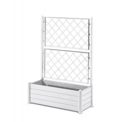 Bac à fleurs rectangulaire Italia blanc 100 x 43 x142 cm + treillis de marque Stefanplast, référence: J7698600