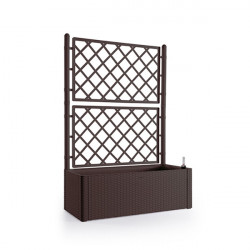 Bac à fleurs à réserve d'eau Natural Deluxe moka 100 x 43 x 142 cm + treillis de marque Stefanplast, référence: J7700400
