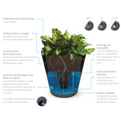 Pot rond noir Cup de 41 cm de haut avec TruDrop One - Crescent Garden