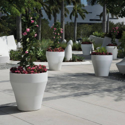 Pot rond blanc Rim de 46 cm avec TruDrop One - Crescent Garden