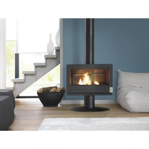 Poêle à bois ELTON 12 kW - Rdt: 75% - Bâches 80 cm - 100% fonte - Anthracite - Invicta