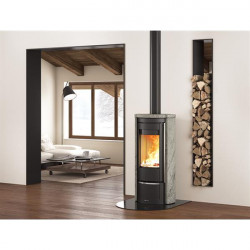 Poêle à bois Liu Pietra - 7,5 kW - Rdt: 86,5% - Foyer Fonte - Nordica extraflame