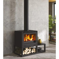 Poêle à bois TOBIAS - 7 kW - Rdt: 76,53% - B. 50 cm - Noir de marque Godin, référence: B7706100