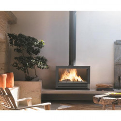 Poêle à bois PRESTON - 12 kW - Rdt: 75% - B. 80 cm - 100% fonte - Anthracite - Invicta