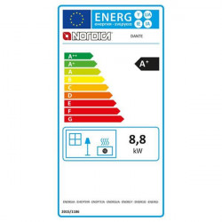 Poêle à bois Dante - 8,8 kW - Rdt: 85,5% - B. 30 cm - Acier noir - Nordica extraflame