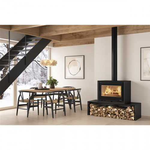 Poêle à bois Dante - 8,8 kW - Rdt: 85,5% - B. 30 cm - Acier noir - Nordica extraflame