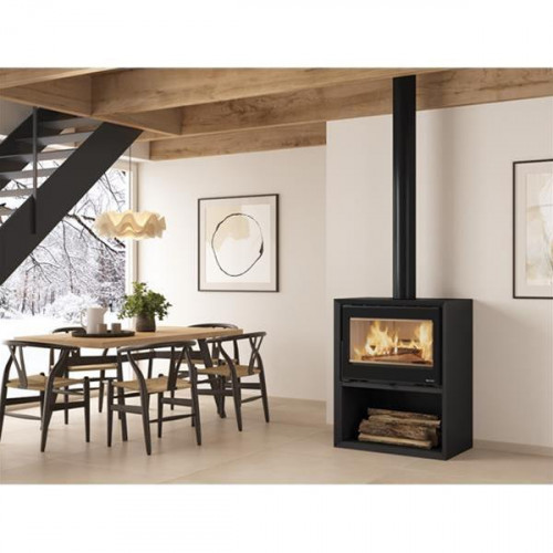 Poêle à bois Dante Bûcher - 8,8 kW - Rdt: 85,5% - Foyer Nordiker - B. 30 cm - Nordica extraflame