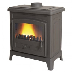 Poêle à bois LE FONTEVAL - 10 KW - Rdt:79,4% - B.50 cm - Panoramique - Fonte de marque Godin, référence: B7706800